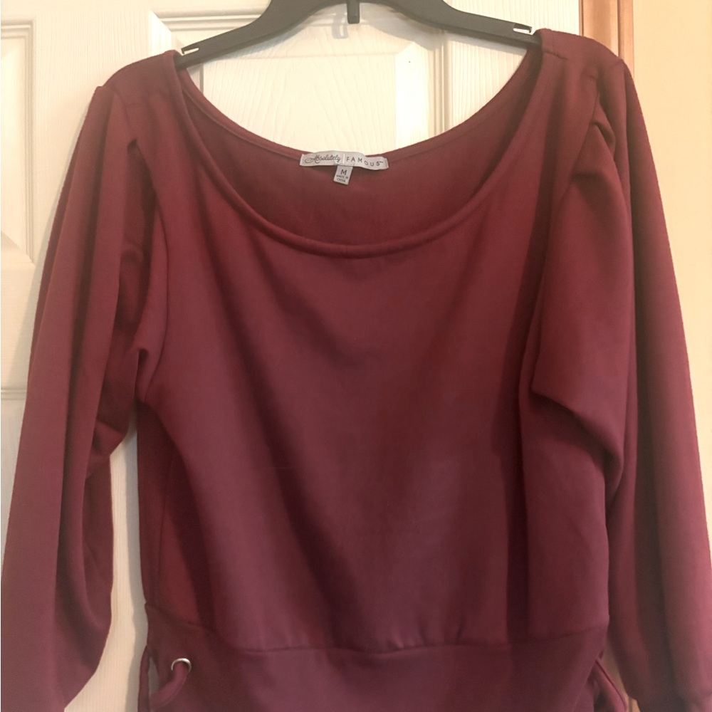 Burgundy Long Sleeve Crop sweatshirt